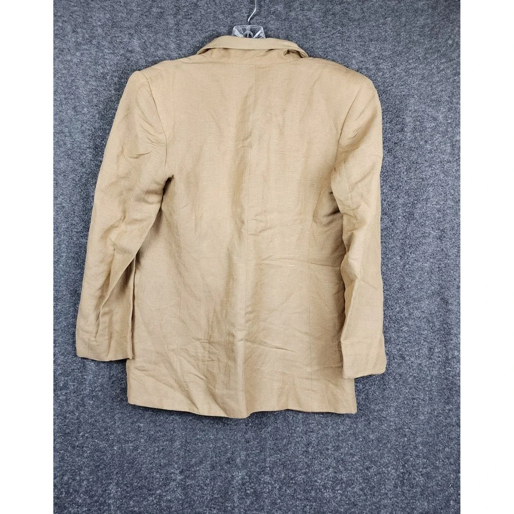 Harve Benard‎ Blazer Women Petite Tan Double Breasted Vintage Professional 80s